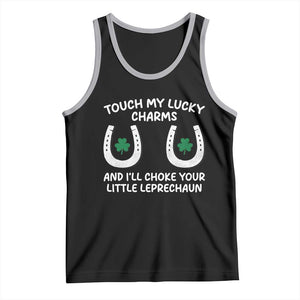 Funny St. Patrick's Day Tank Top Touch My Lucky Charm TS09 Black Athletic Heather Print Your Wear