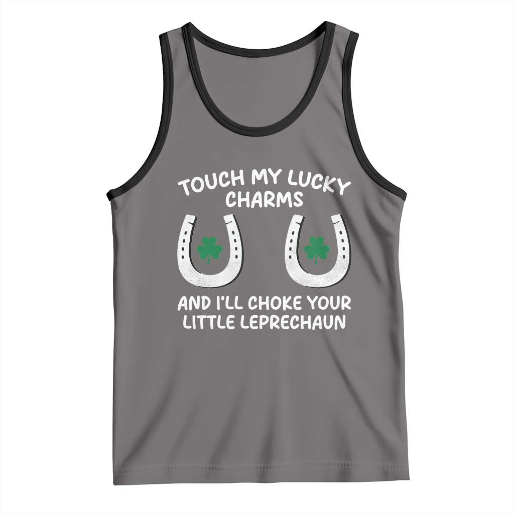 Funny St. Patrick's Day Tank Top Touch My Lucky Charm TS09 Deep Heather Black Print Your Wear