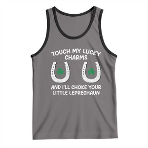 Funny St. Patrick's Day Tank Top Touch My Lucky Charm TS09 Deep Heather Black Print Your Wear
