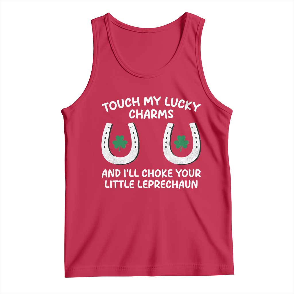 Funny St. Patrick's Day Tank Top Touch My Lucky Charm TS09 Red Print Your Wear