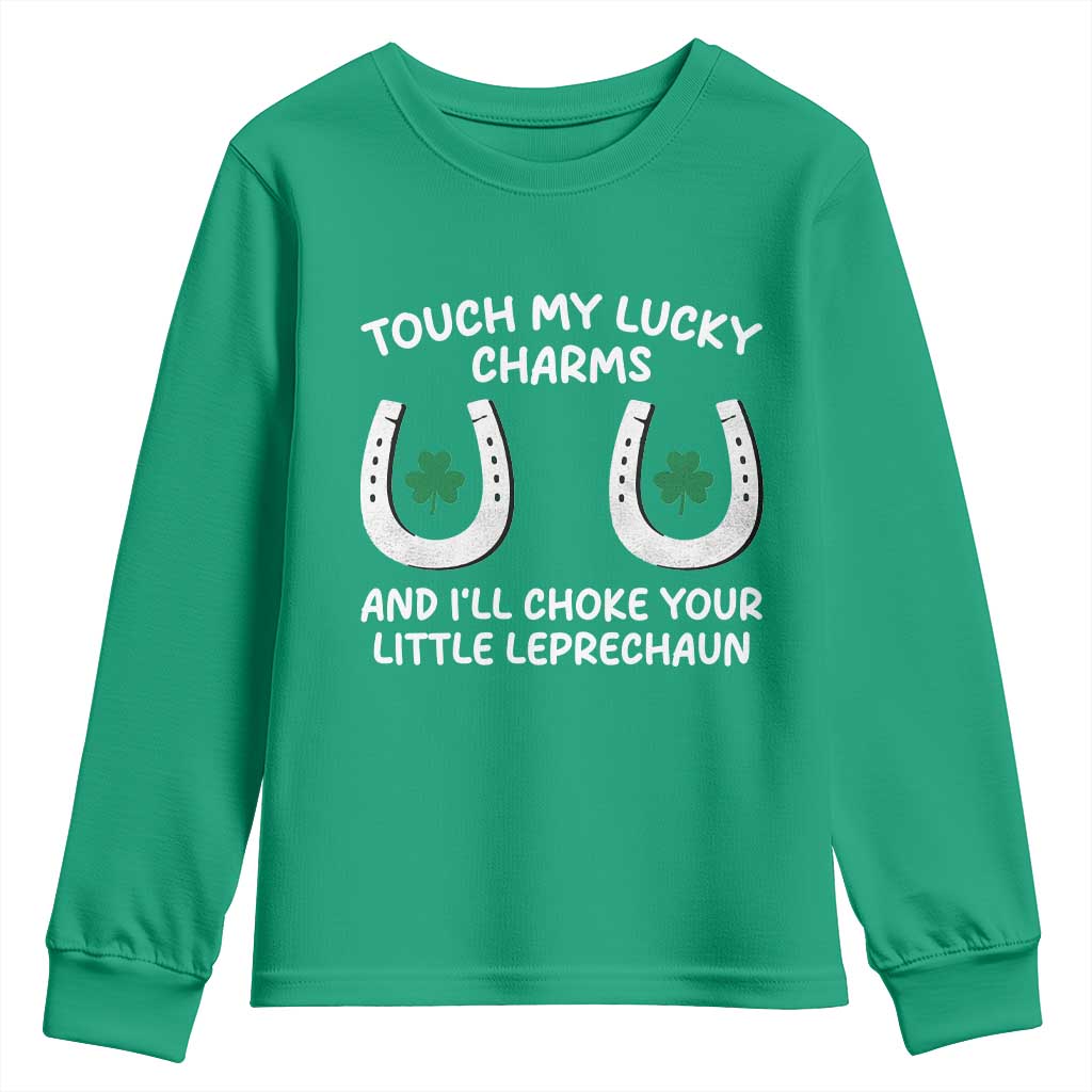 Funny St. Patrick's Day Youth Sweatshirt Touch My Lucky Charm TS09 Irish Green Print Your Wear