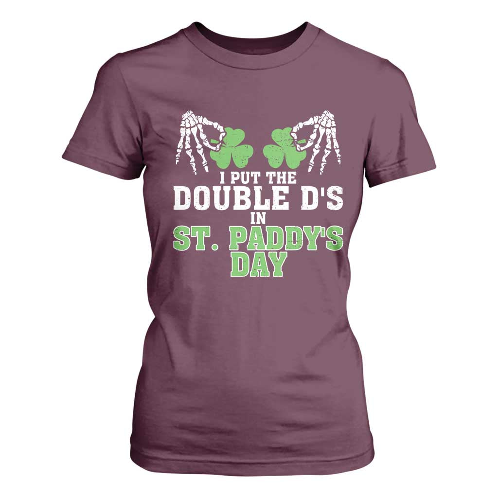 Funny St. Patrick's Day T Shirt For Women Double Ds On St Paddys Day TS09 Maroon Print Your Wear