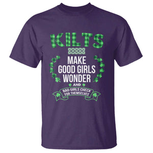 Funny Scots-Irish Kilts T Shirt Make Good Girls Wonder And Bad Girls Check For Themselves TS09 Purple Print Your Wear