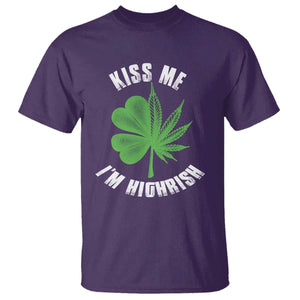 Funny St. Patrick's Day Cannabis T Shirt Kiss Me I'm Highrish TS09 Purple Print Your Wear