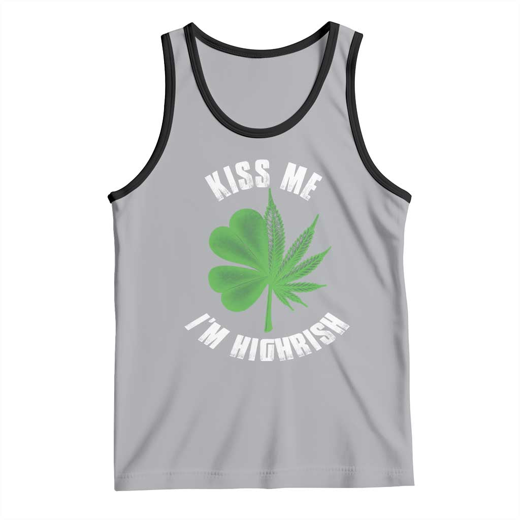 Funny St. Patrick's Day Cannabis Tank Top Kiss Me I'm Highrish TS09 Athletic Heather Black Print Your Wear