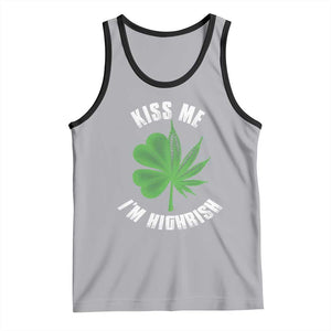 Funny St. Patrick's Day Cannabis Tank Top Kiss Me I'm Highrish TS09 Athletic Heather Black Print Your Wear