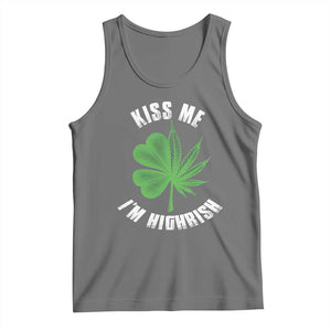 Funny St. Patrick's Day Cannabis Tank Top Kiss Me I'm Highrish TS09 Black Heather Print Your Wear