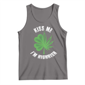Funny St. Patrick's Day Cannabis Tank Top Kiss Me I'm Highrish TS09 Deep Heather Print Your Wear
