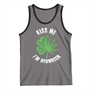 Funny St. Patrick's Day Cannabis Tank Top Kiss Me I'm Highrish TS09 Deep Heather Black Print Your Wear