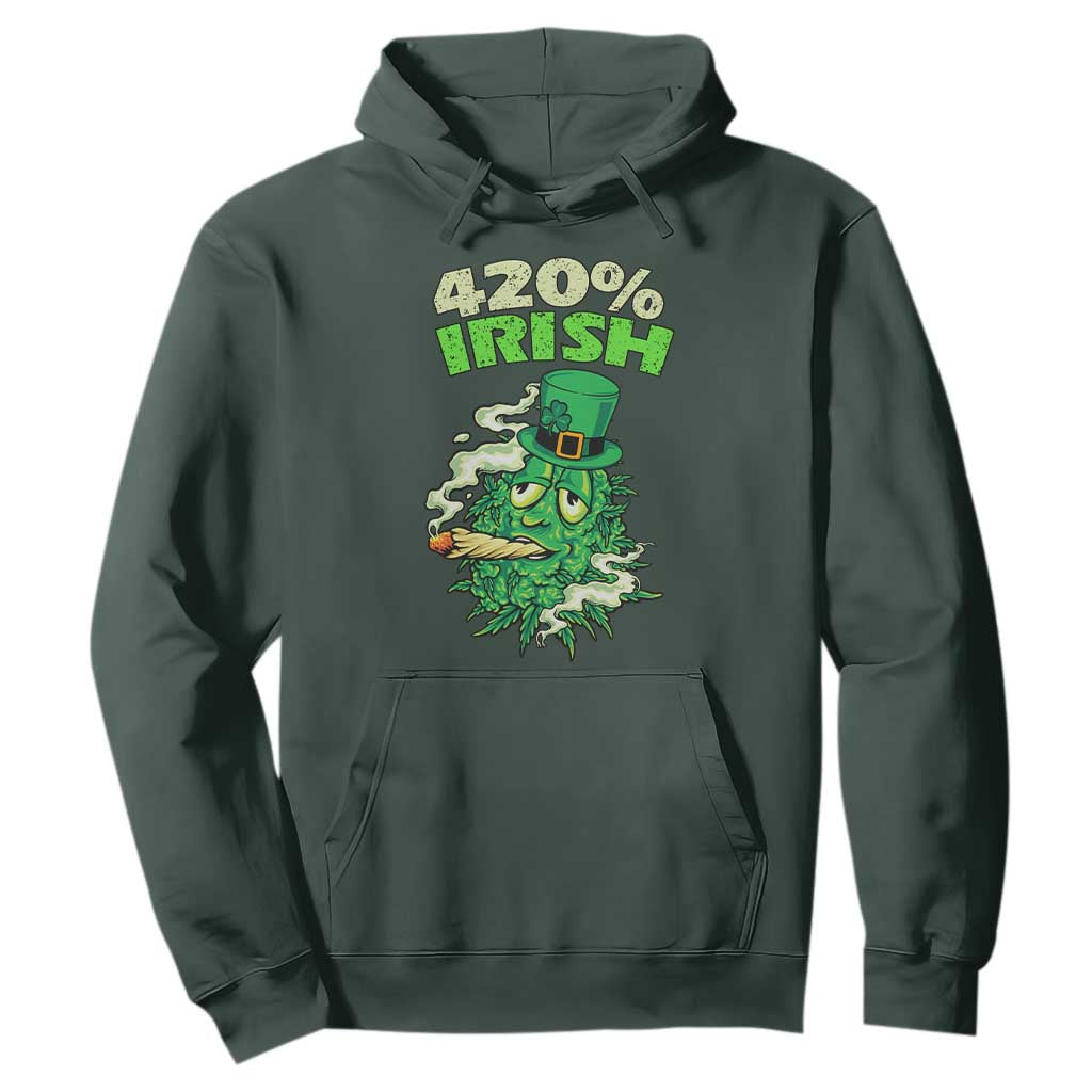 Funny St. Patrick's Day Cannabis Hoodie 420% Irish Weed TS09 Dark Forest Green Print Your Wear