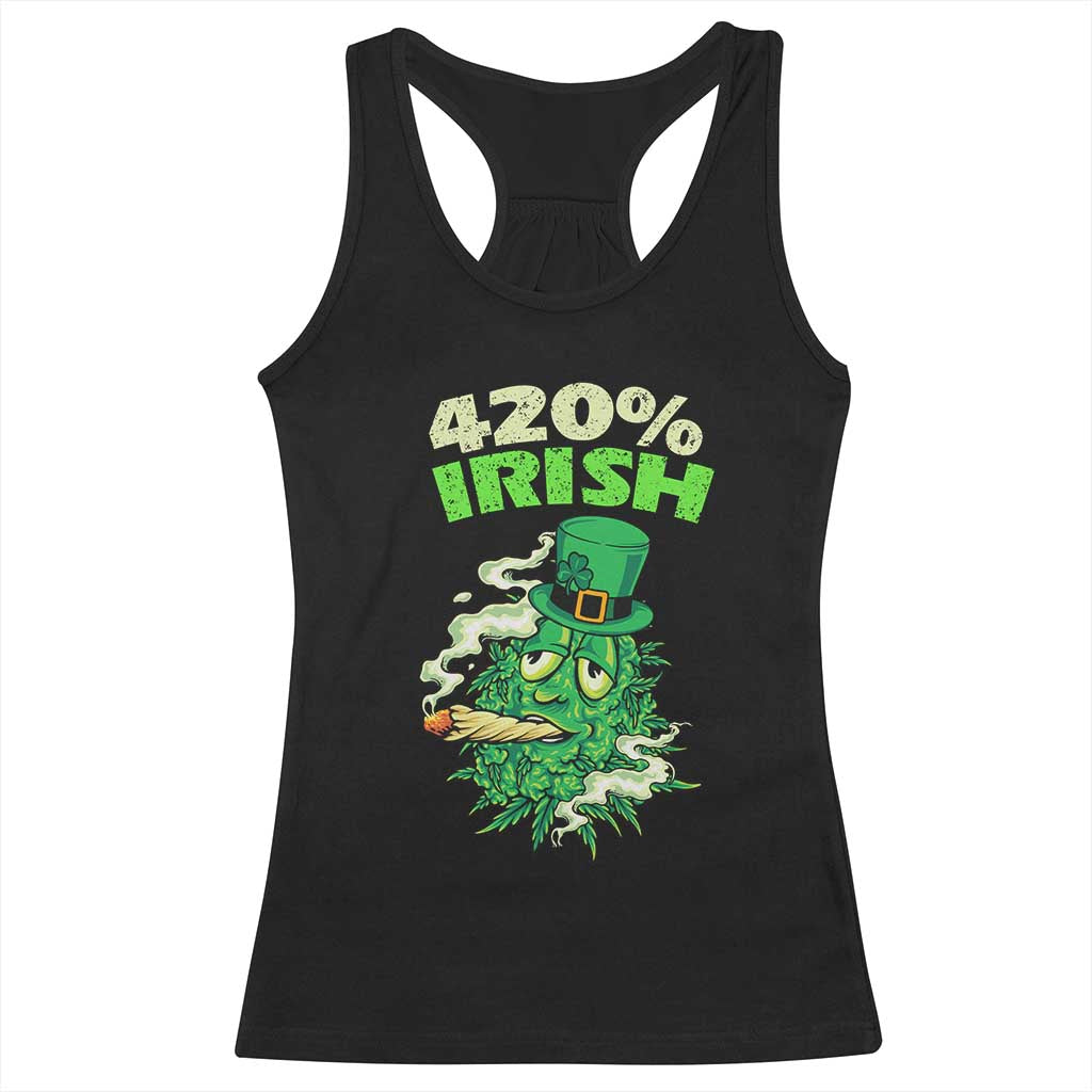 Funny St. Patrick's Day Cannabis Racerback Tank Top 420% Irish Weed TS09 Black Print Your Wear