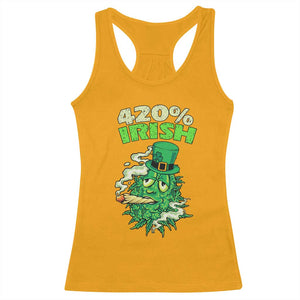 Funny St. Patrick's Day Cannabis Racerback Tank Top 420% Irish Weed TS09 Gold Print Your Wear