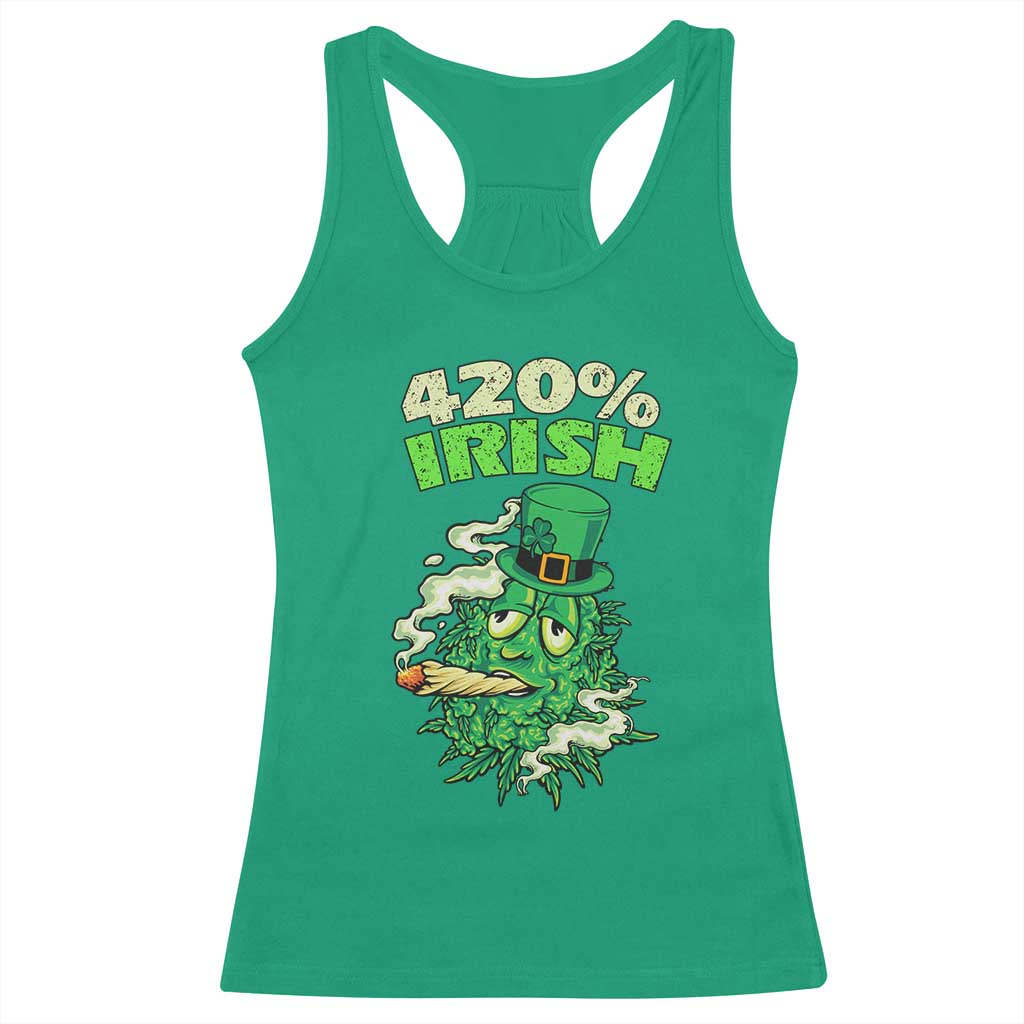 Funny St. Patrick's Day Cannabis Racerback Tank Top 420% Irish Weed TS09 Irish Green Print Your Wear