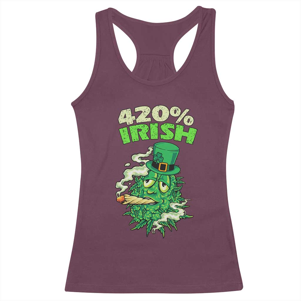 Funny St. Patrick's Day Cannabis Racerback Tank Top 420% Irish Weed TS09 Maroon Print Your Wear