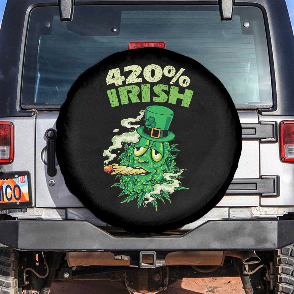 Funny St. Patrick's Day Cannabis Spare Tire Cover 420% Irish Weed TS09 No hole Black Print Your Wear