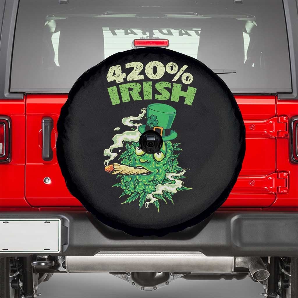 Funny St. Patrick's Day Cannabis Spare Tire Cover 420% Irish Weed TS09 Black Print Your Wear