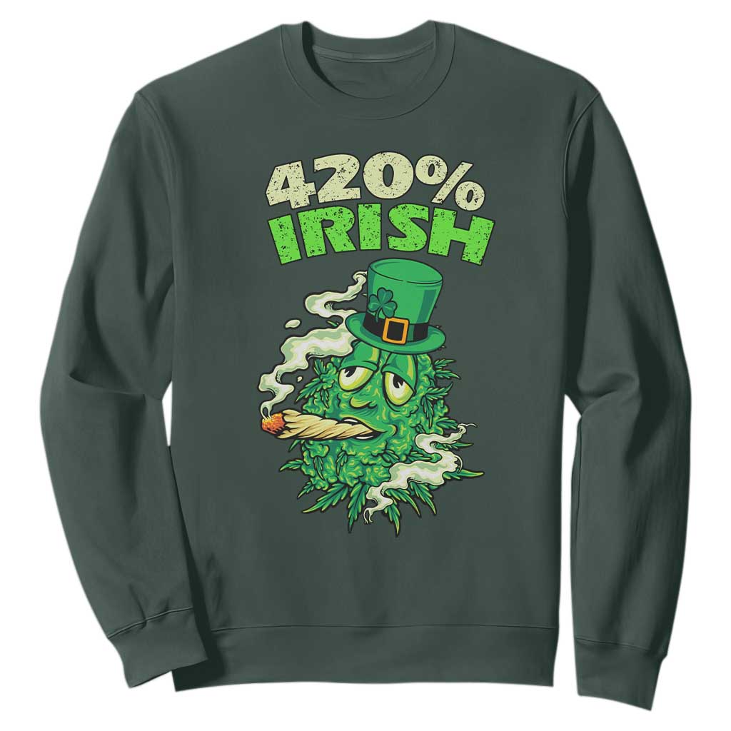 Funny St. Patrick's Day Cannabis Sweatshirt 420% Irish Weed TS09 Dark Forest Green Print Your Wear