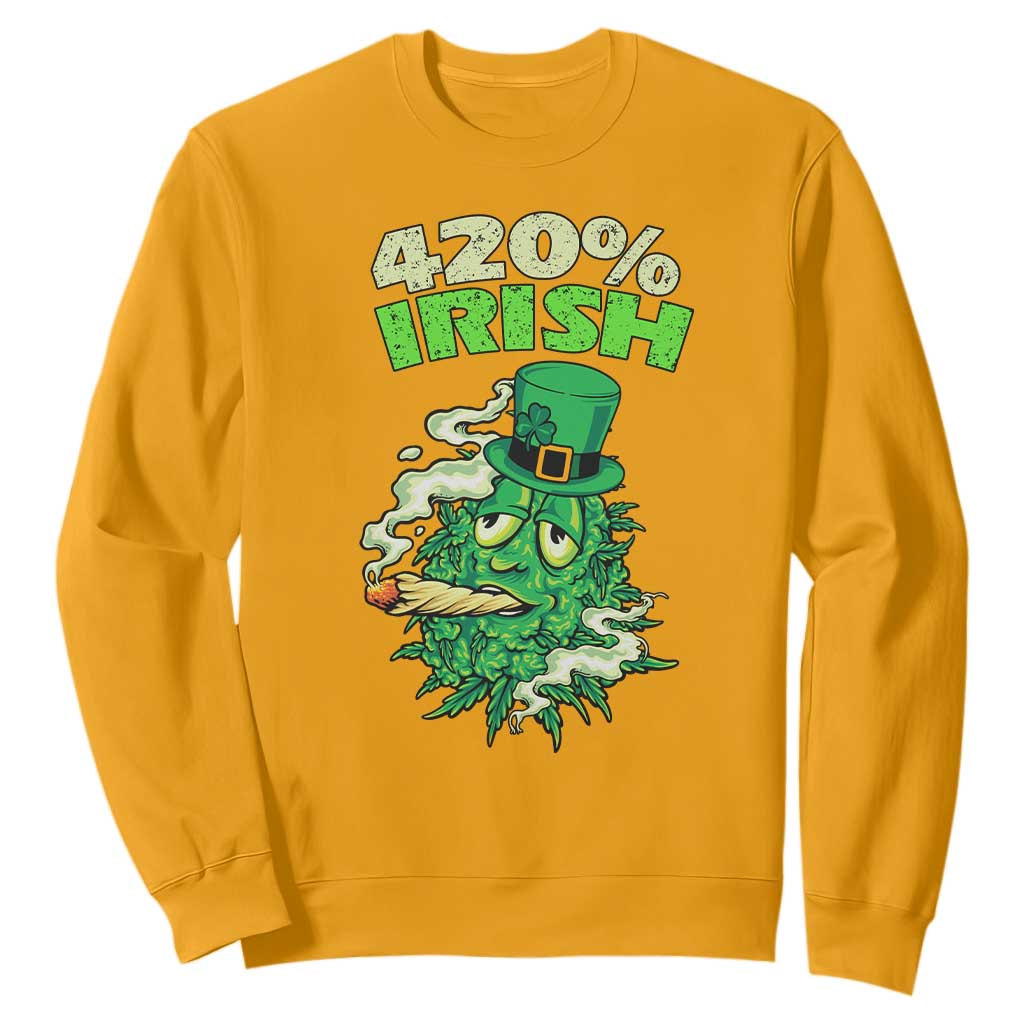 Funny St. Patrick's Day Cannabis Sweatshirt 420% Irish Weed TS09 Gold Print Your Wear