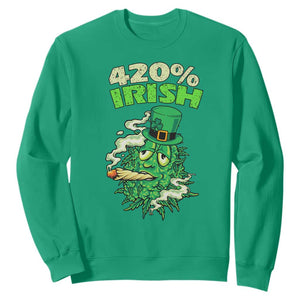 Funny St. Patrick's Day Cannabis Sweatshirt 420% Irish Weed TS09 Irish Green Print Your Wear