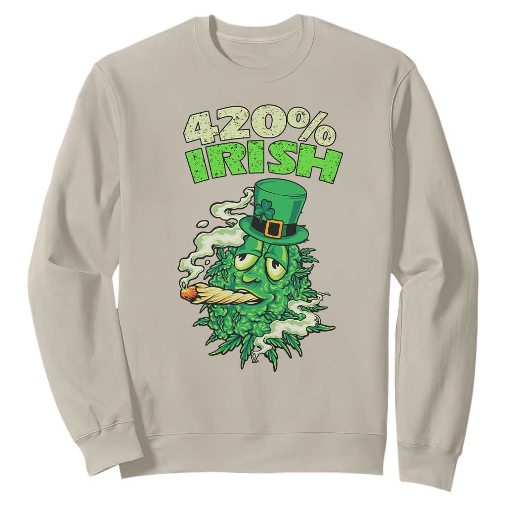 Funny St. Patrick's Day Cannabis Sweatshirt 420% Irish Weed TS09 Sand Print Your Wear