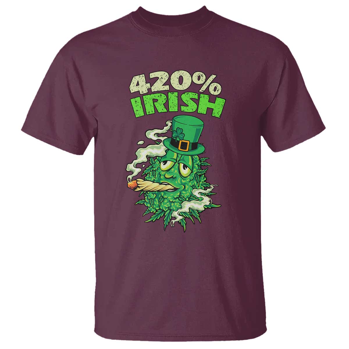 Funny St. Patrick's Day Cannabis T Shirt 420% Irish Weed TS09 Maroon Print Your Wear