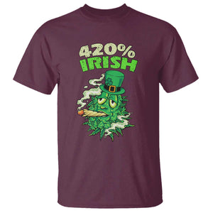 Funny St. Patrick's Day Cannabis T Shirt 420% Irish Weed TS09 Maroon Print Your Wear