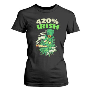 Funny St. Patrick's Day Cannabis T Shirt For Women 420% Irish Weed TS09 Black Print Your Wear
