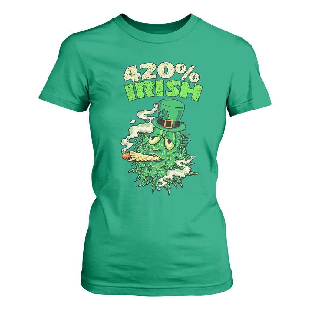 Funny St. Patrick's Day Cannabis T Shirt For Women 420% Irish Weed TS09 Irish Green Print Your Wear
