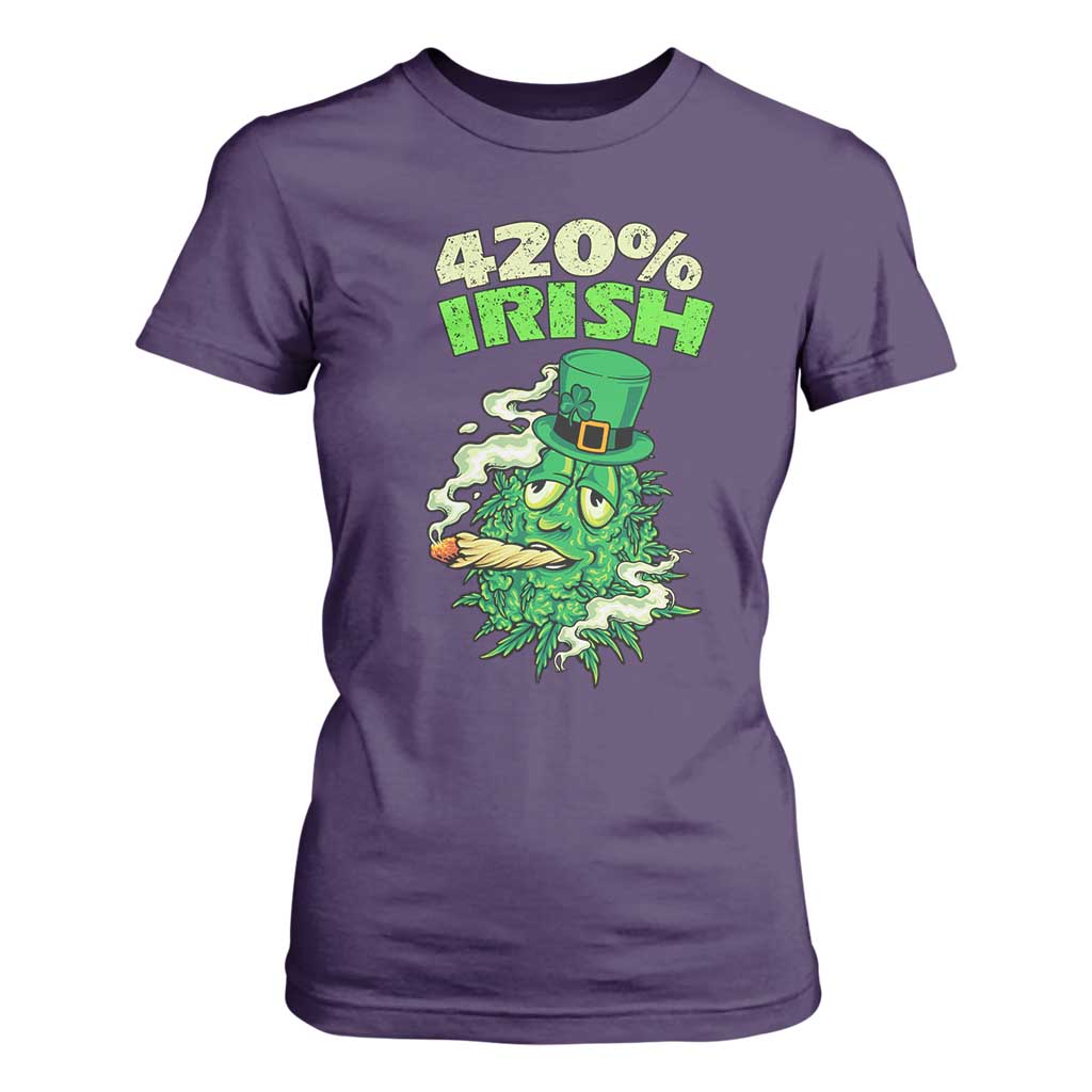 Funny St. Patrick's Day Cannabis T Shirt For Women 420% Irish Weed TS09 Purple Print Your Wear