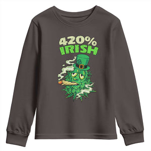 Funny St. Patrick's Day Cannabis Youth Sweatshirt 420% Irish Weed TS09 Dark Chocolate Print Your Wear