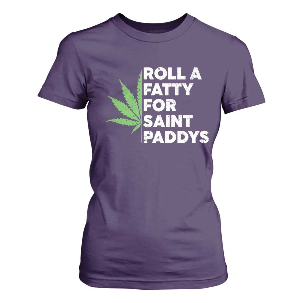 Funny St. Patrick's Day Weed T Shirt For Women Roll A Fatty For Saints Paddys 420 Cannabis TS09 Purple Print Your Wear