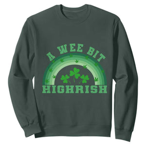 Funny St. Patrick's Day Marijuana Sweatshirt A Wee Bit Highrish 420 Weed Cannabis TS09 Dark Forest Green Print Your Wear
