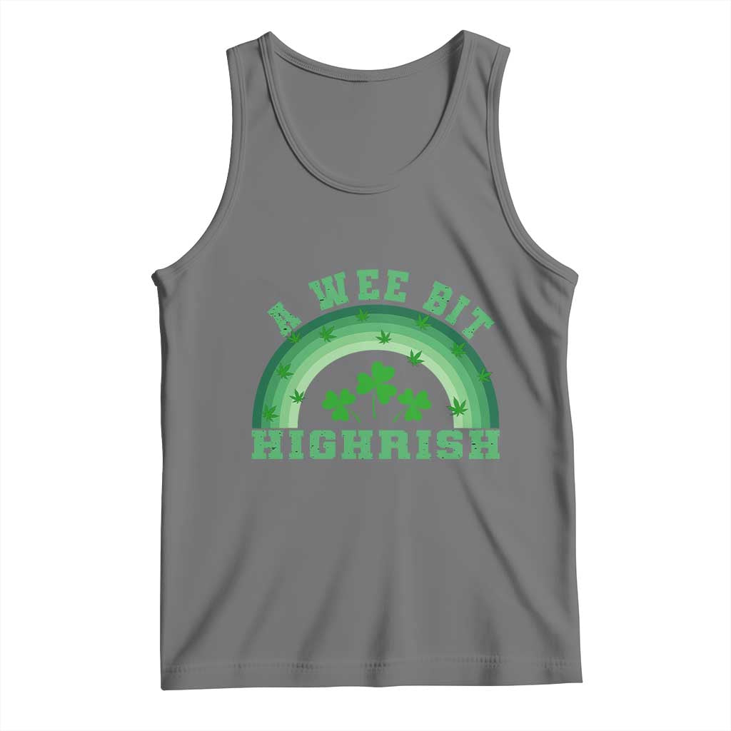 Funny St. Patrick's Day Marijuana Tank Top A Wee Bit Highrish 420 Weed Cannabis TS09 Black Heather Print Your Wear