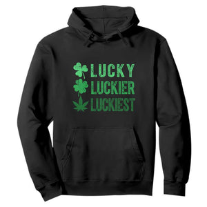 Funny St. Patrick's Day Weed Hoodie Lucky Luckiest Cannabis Shamrock TS09 Black Print Your Wear