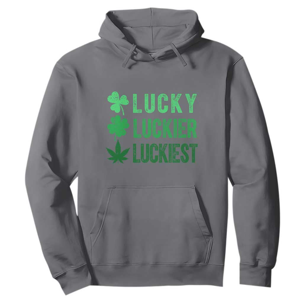 Funny St. Patrick's Day Weed Hoodie Lucky Luckiest Cannabis Shamrock TS09 Charcoal Print Your Wear