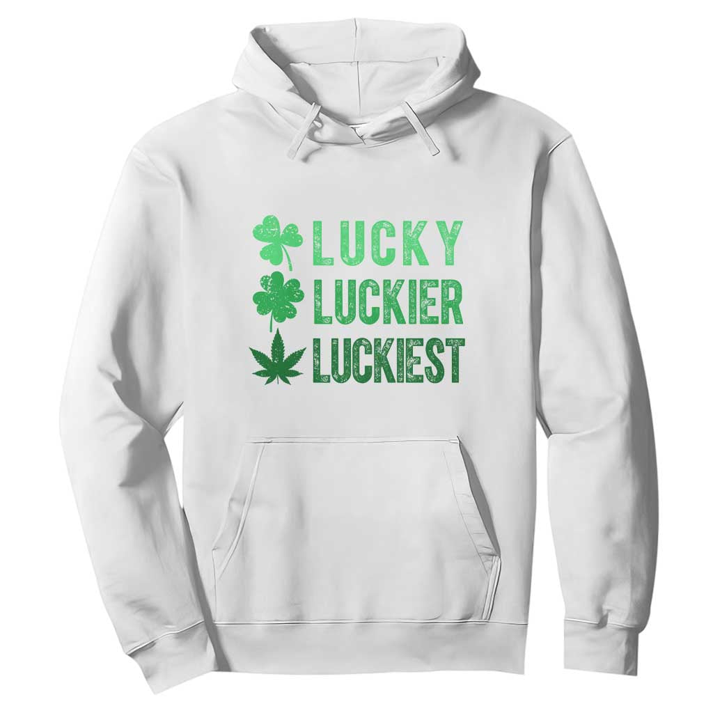 Funny St. Patrick's Day Weed Hoodie Lucky Luckiest Cannabis Shamrock TS09 White Print Your Wear