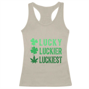 Funny St. Patrick's Day Weed Racerback Tank Top Lucky Luckiest Cannabis Shamrock TS09 Sand Print Your Wear