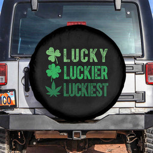 Funny St. Patrick's Day Weed Spare Tire Cover Lucky Luckiest Cannabis Shamrock TS09 No hole Black Print Your Wear