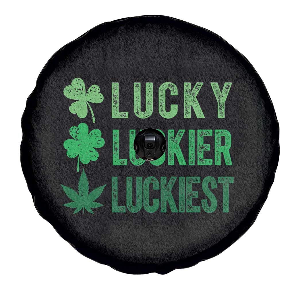 Funny St. Patrick's Day Weed Spare Tire Cover Lucky Luckiest Cannabis Shamrock TS09 Print Your Wear