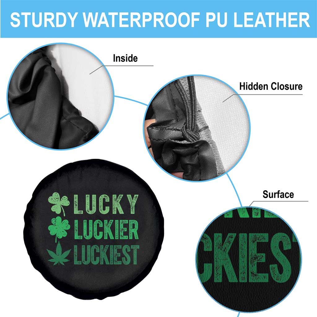 Funny St. Patrick's Day Weed Spare Tire Cover Lucky Luckiest Cannabis Shamrock TS09 Print Your Wear