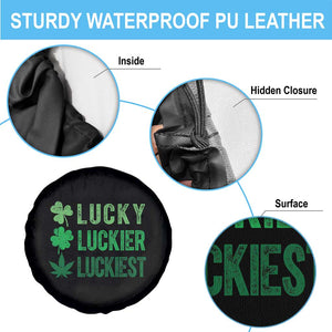 Funny St. Patrick's Day Weed Spare Tire Cover Lucky Luckiest Cannabis Shamrock TS09 Print Your Wear