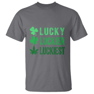 Funny St. Patrick's Day Weed T Shirt Lucky Luckiest Cannabis Shamrock TS09 Charcoal Print Your Wear