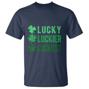 Funny St. Patrick's Day Weed T Shirt Lucky Luckiest Cannabis Shamrock TS09 Navy Print Your Wear