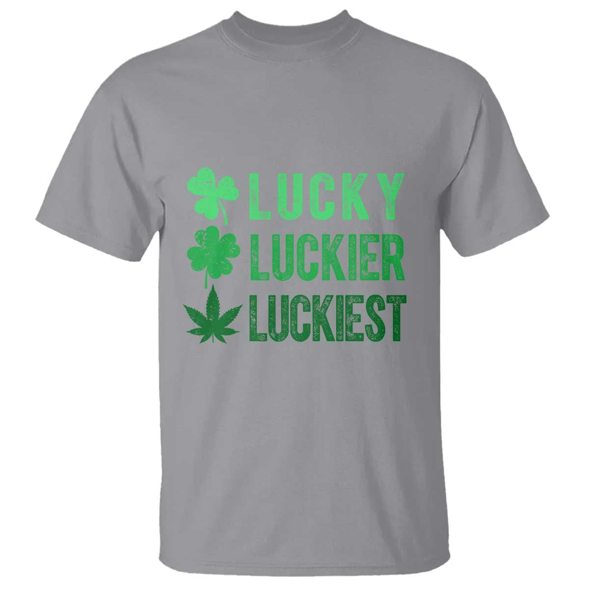 Funny St. Patrick's Day Weed T Shirt Lucky Luckiest Cannabis Shamrock TS09 Sport Gray Print Your Wear