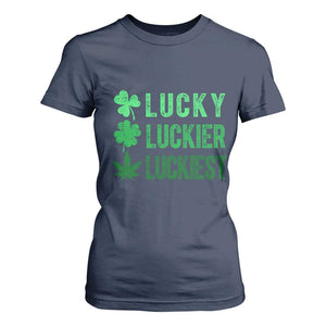 Funny St. Patrick's Day Weed T Shirt For Women Lucky Luckiest Cannabis Shamrock TS09 Navy Print Your Wear