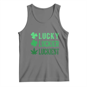 Funny St. Patrick's Day Weed Tank Top Lucky Luckiest Cannabis Shamrock TS09 Black Heather Print Your Wear