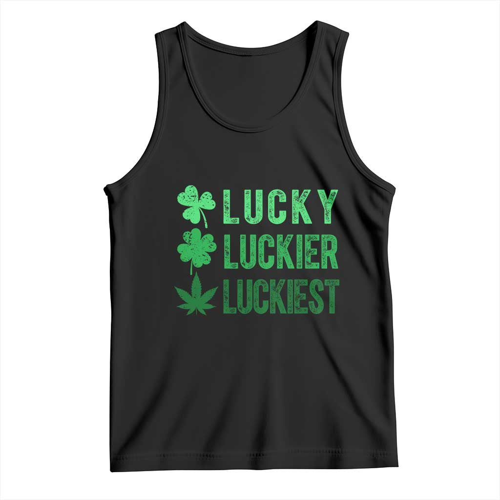 Funny St. Patrick's Day Weed Tank Top Lucky Luckiest Cannabis Shamrock TS09 Black Print Your Wear