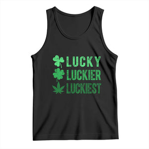 Funny St. Patrick's Day Weed Tank Top Lucky Luckiest Cannabis Shamrock TS09 Black Print Your Wear