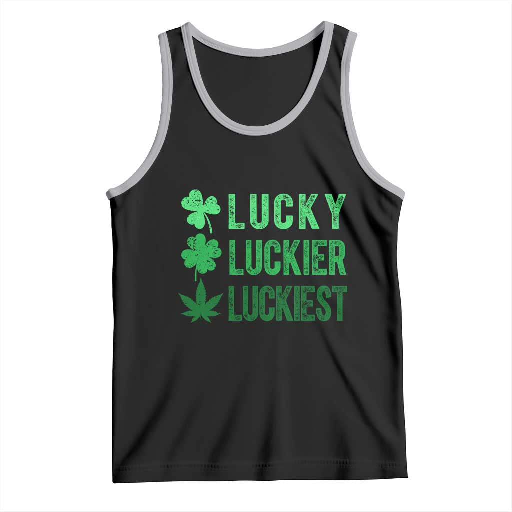 Funny St. Patrick's Day Weed Tank Top Lucky Luckiest Cannabis Shamrock TS09 Black Athletic Heather Print Your Wear