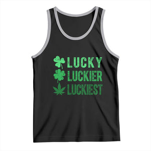 Funny St. Patrick's Day Weed Tank Top Lucky Luckiest Cannabis Shamrock TS09 Black Athletic Heather Print Your Wear